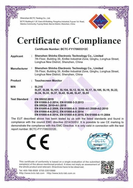 Κίνα Shenzhen Shinho Electronic Technology Co., Limited Πιστοποιήσεις